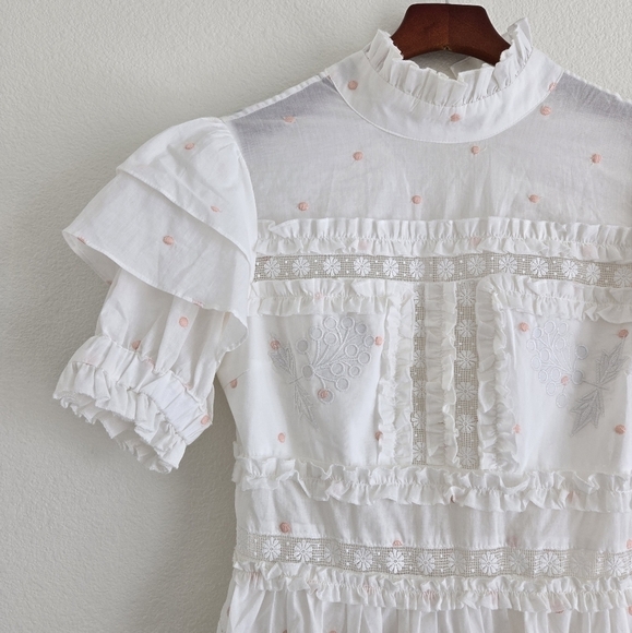 By Malina IRO Mini Dress Lase Details Romantic Embroided Coquette Size Small - Picture 6 of 16